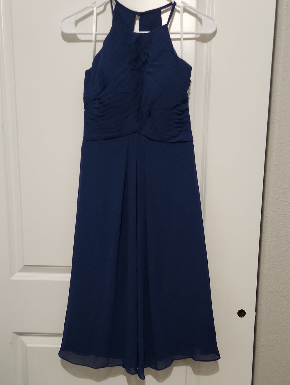 AW Becky Dress Dark Navy -Halter Midi Dress - Classic Evening Style